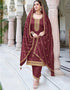 modern wine real premium silk designer traditional wedding wear salwar suit with wine real premium silk ie-1003 Front View