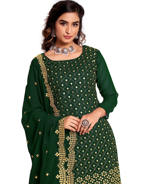 Green 60 Grm Georgette Chudidar Salwar Suit Closure View