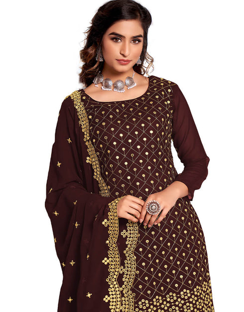 Maroon 60 Grm Georgette Chudidar Salwar Suit Closure View