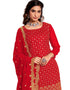 Red 60 Grm Georgette Chudidar Salwar Suit Closure View