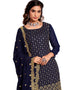 Blue 60 Grm Georgette Chudidar Salwar Suit Closure View