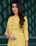 Yellow Modal Chanderi Chudidar Salwar Suit Closure View