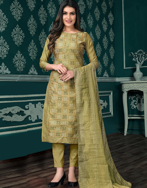 Green Modal Chanderi Chudidar Salwar Suit