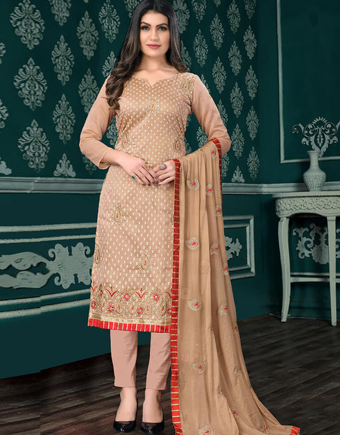 Brown Modal Chanderi Chudidar Salwar Suit