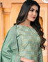 Green Modal Chanderi Chudidar Salwar Suit Closure View