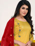 Yellow Glace Cotton Chudidar Salwar Suit Closure View