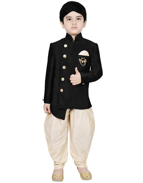 Black Kurta Dhoti Dhupion Silk
