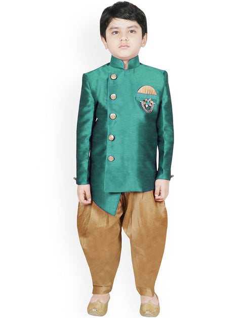 Rama Green Kurta Dhoti Dhupion Silk