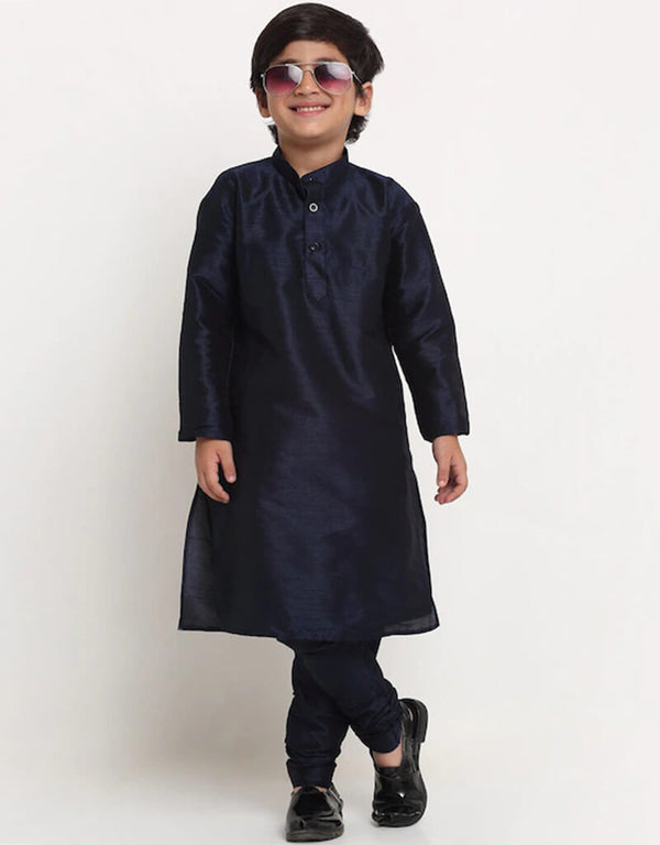 Navy Blue Kurta Payjama Dhupion Silk