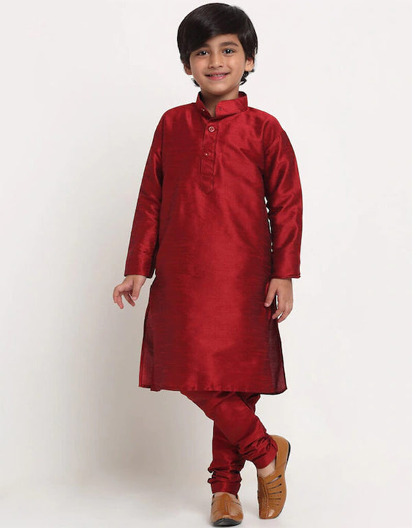Maroon Kurta Payjama Dhupion Silk