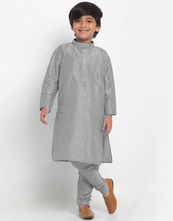 Gray Kurta Payjama Dhupion Silk