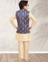 Cream Kurta Pajama Print On Banarasi Silk Closure View
