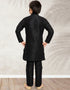 Black Kurta Pajama Art Banarasi Silk Closure View