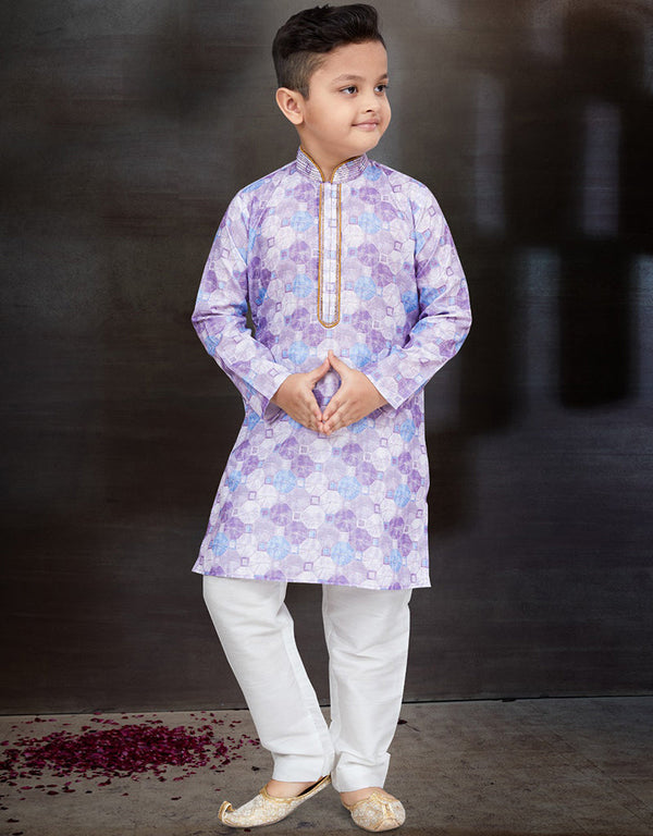 Light Lavender Kurta Pajama Cotton Front View