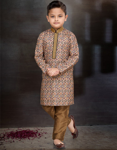 Multi Kurta Pajama Cotton Front View