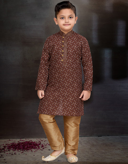 Coffee Kurta Pajama Cotton Front View