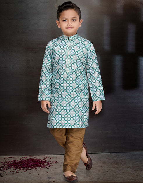 Multi Kurta Pajama Cotton Front View