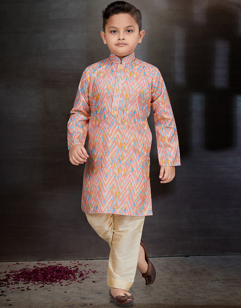 Multi Kurta Pajama Cotton Front View