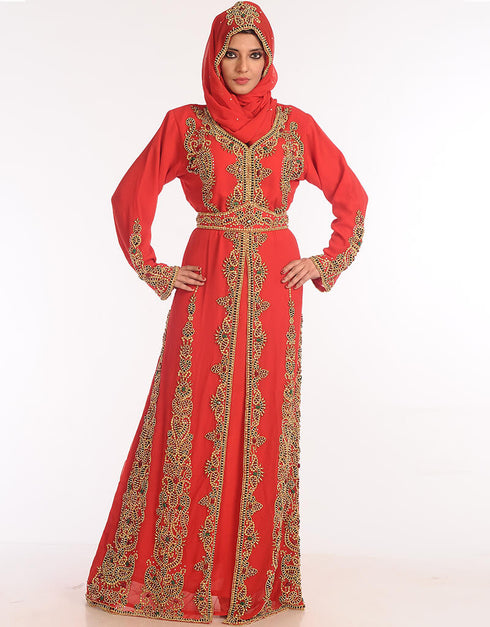 Modest Multicolor Georgette Hand Zari Embroidery Kaftan