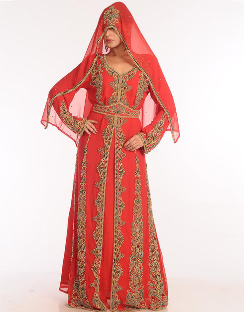 Modest Multicolor Georgette Hand Zari Embroidery Kaftan