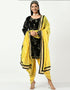 Traditional Party Wear Heavy Viscose Velvet Salwar Suit Black Viscose Velvet Patiyala Straight Front View