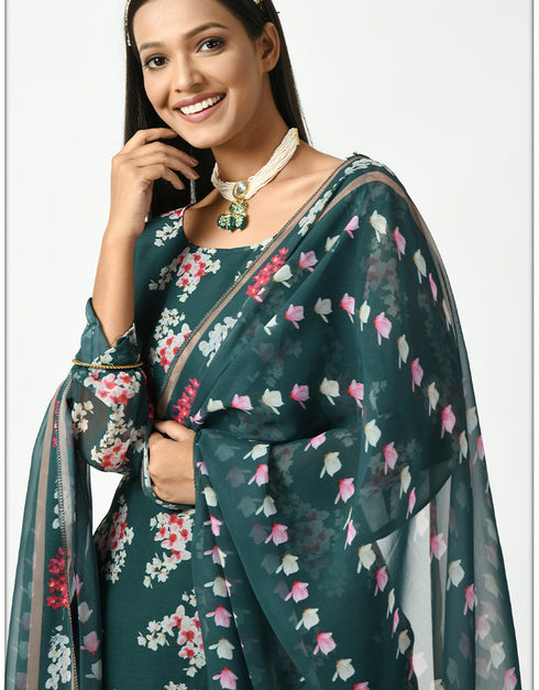 Traditional Party Wear Heavy Viscose Velvet Salwar Suit Teal Viscose Velvet Patiyala Straight Close-up View