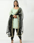 Traditional Party Wear Heavy Viscose Velvet Salwar Suit Light Mint Viscose Velvet Patiyala Straight Front View