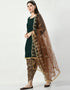 Traditional Party Wear Heavy Salwar Suit Green Heavy Faux Georgette Patiyala Straight Close-up View