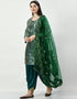 Traditional Party Wear Heavy Salwar Suit Multi Heavy Malay Silk Patiyala Straight Close-up View