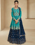 Designer Party Wear Blooming Georgette Salwar Suit Collection Sky Blooming Georgette Lehenga Suit Front View