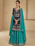 Designer Party Wear Blooming Georgette Salwar Suit Collection Blue Blooming Georgette Lehenga Suit Front View