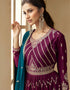 Designer Party Wear Blooming Georgette Salwar Suit Collection Purple Blooming Georgette Lehenga Suit Close-up View