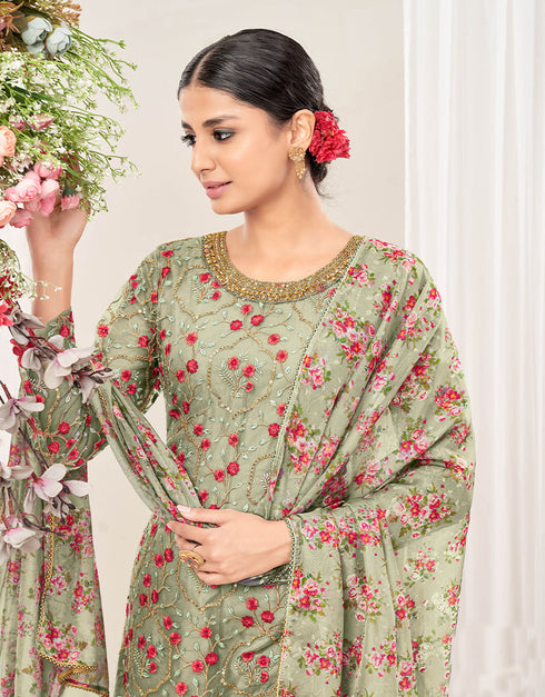 Traditional Function Wear Suit Collection Pista Net Patiyala Straight Back View