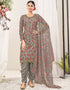 Traditional Function Wear Suit Collection Grey Net Patiyala Straight Close-up View