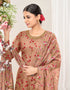 Traditional Function Wear Suit Collection Peachy Brown Net Patiyala Straight Back View