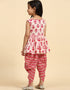 Indian Traditional Kids Wear Readymade Kurti With Patiyala Collection Red Cotton Patiyala Suit Back View