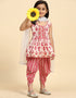 Indian Traditional Kids Wear Readymade Kurti With Patiyala Collection Red Cotton Patiyala Suit Front View