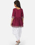 Indian Traditional Kids Wear Readymade Kurti With Patiyala Collection Maroon Pure Rayon Patiyala Suit Back View