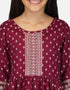 Indian Traditional Kids Wear Readymade Kurti With Patiyala Collection Maroon Pure Rayon Patiyala Suit Side View