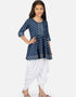 Indian Traditional Kids Wear Readymade Kurti With Patiyala Collection Teal Pure Rayon Patiyala Suit Close-up View