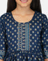 Indian Traditional Kids Wear Readymade Kurti With Patiyala Collection Teal Pure Rayon Patiyala Suit Side View