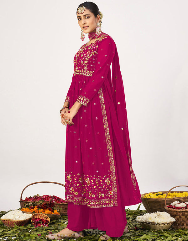 fashionable rani pink georgette traditional function wear salwar suit collection with rani pink georgette rt8764-184064 Front View