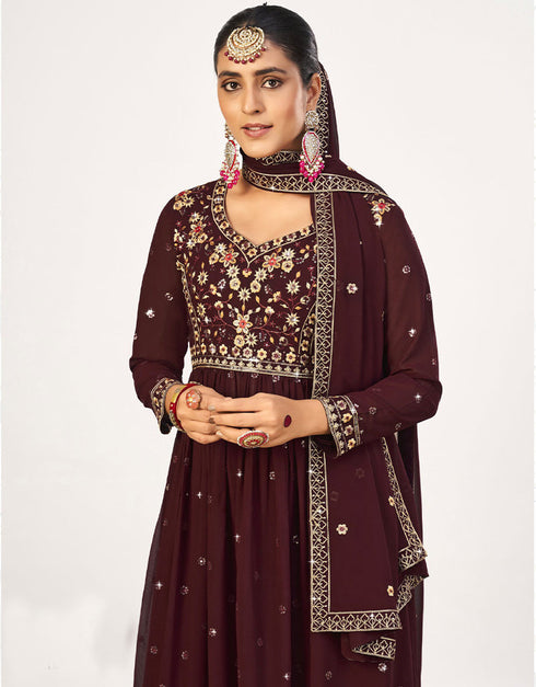 modern coffee georgette traditional function wear salwar suit collection with coffee georgette rt8764-184066 Close-up View