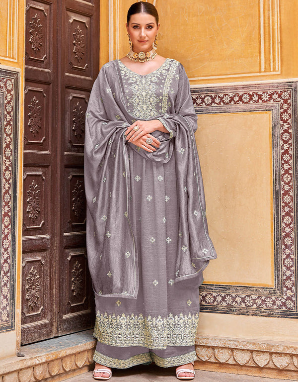 classy lavender real premium silk traditional function wear heavy salwar suit collection with lavender real premium silk rt8784-184140 Front View