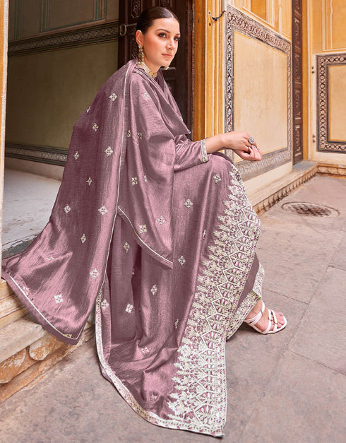 stylish mauve real premium silk traditional function wear heavy salwar suit collection with mauve real premium silk rt8784-184141 Back View