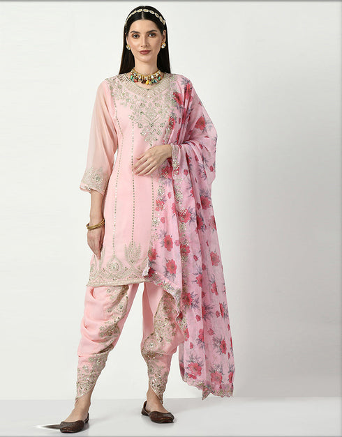 stylish pink faux georgette punjabi patiala wear salwar suit collection with pink faux georgette rt8798-184209 Close-up View