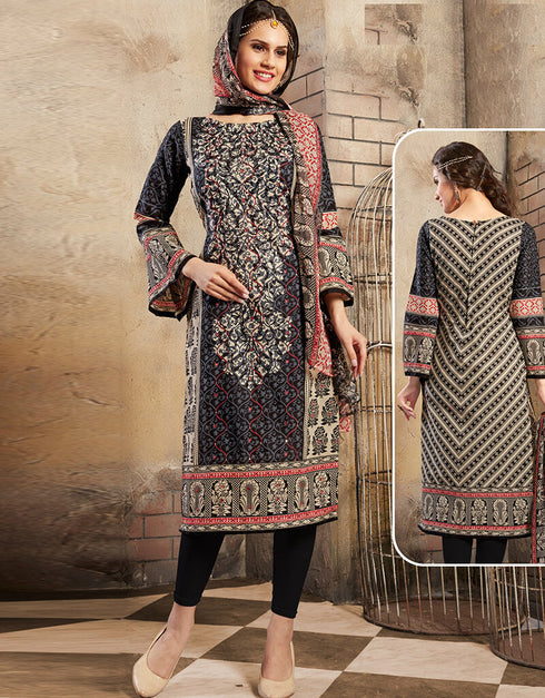 Black Pure Cotton Suit Chudidar