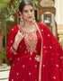 stylish red real premium silk designer party wear heavy sharara suit collection with red real premium silk rt8819-184306 Close-up View