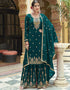 elegant teal real premium silk designer party wear heavy sharara suit collection with teal real premium silk rt8819-184309 Front View