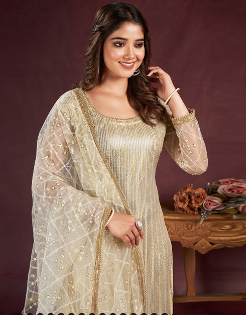 contemporary natural white butterfly net designer function wear heavy salwar suit collection with natural white american crepe rt8921-184851 Close-up View